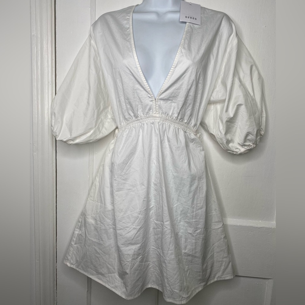 SUBOO NWT Rossana Crisscross Back Mini Dress in White